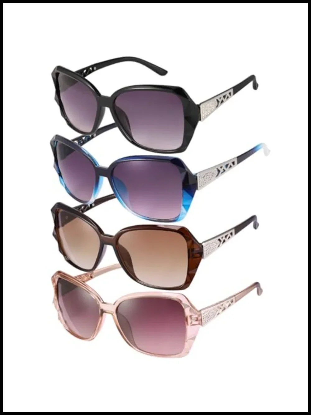 Oversized Classic Sunglasses with Shiny Frame UV400 Protection